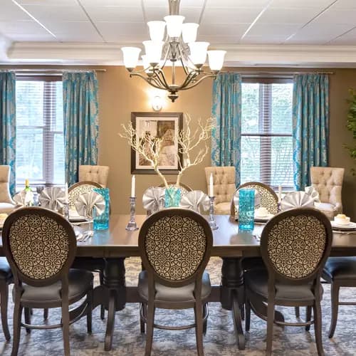 Gorgeous private dining room at Chartwell Balmoral Retirement Community.