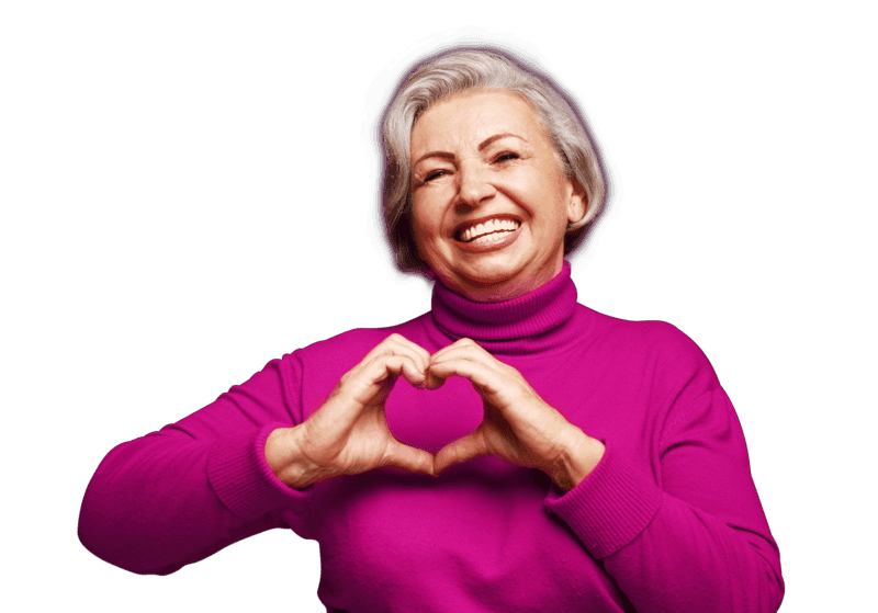 Lady making heart with hands