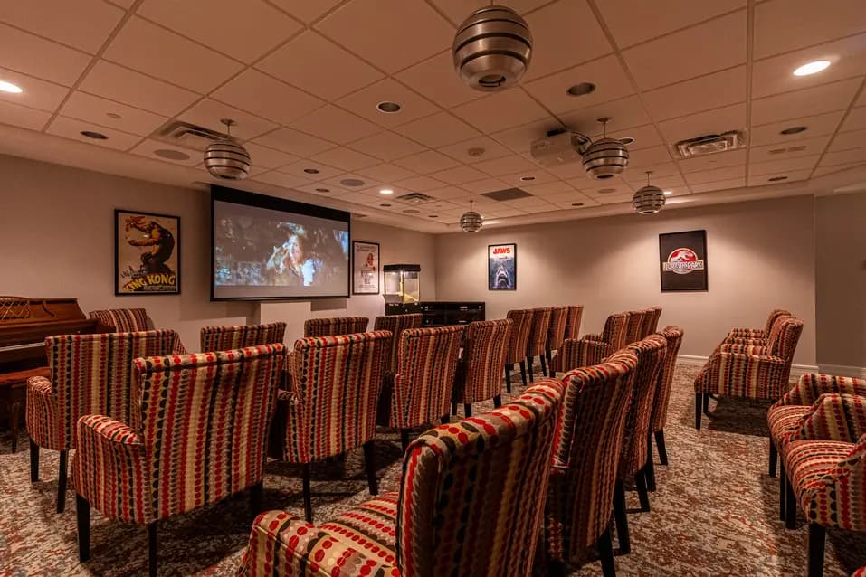 Chartwell Palermo Village theatre. Large wing-back chairs is a comfy theatre setting.