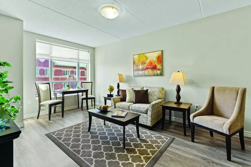 one bedroom suite living room at chartwell wynfield retirement residence