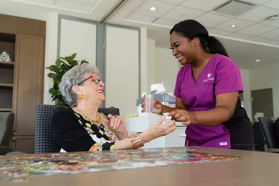 Chartwell senior resident given her medication my care nurse