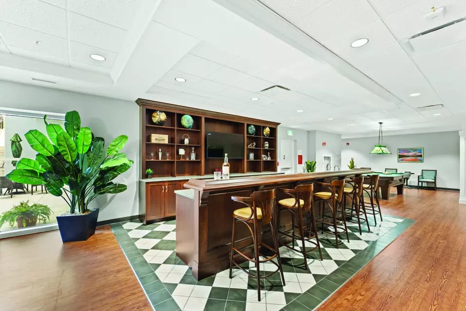 Chartwell Allandale Station Retirement Residence bar with seating