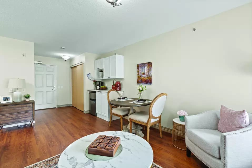A beautiful cozy suite of Chartwell Glacier Ridge Retirement Residence