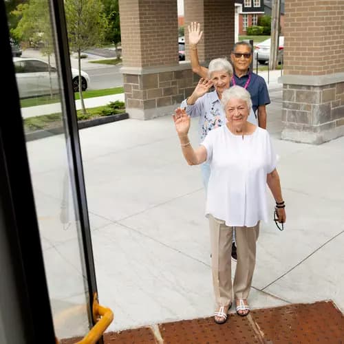 Senior resident boarding Chartwell Bus
